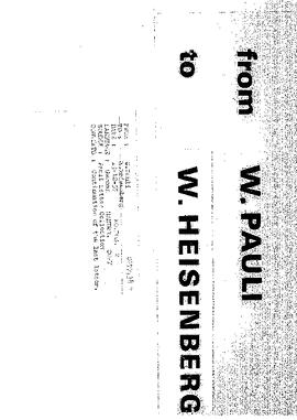 Letter from Pauli to Heisenberg