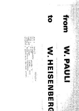 Letter from Pauli to Heisenberg
