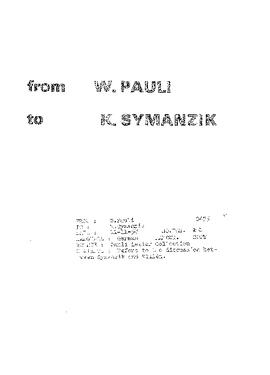 Letter from Pauli to Symanzik