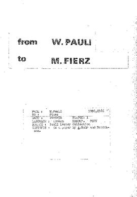 Letter from Pauli to Fierz
