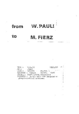 Letter from Pauli to Fierz