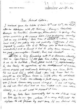 Letter from Pauli to Kelder