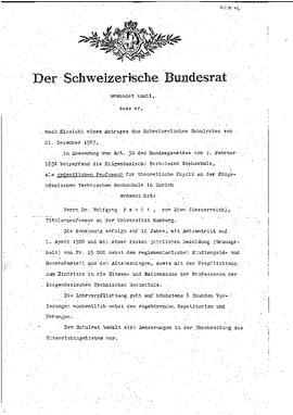 Diploma, Schweizerische Bundesrat