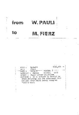 Letter from Pauli to Fierz