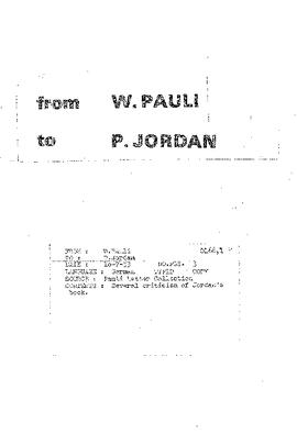 Letter from Pauli to Jordan