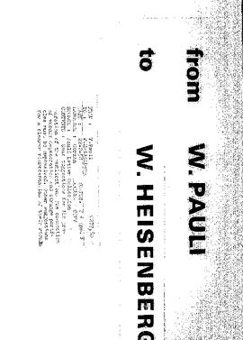 Letter from Pauli to Heisenberg