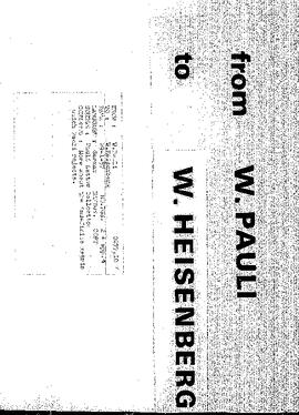 Letter from Pauli to Heisenberg