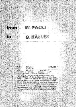 Letter from Pauli to Källén