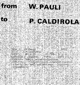 Letter from Pauli to Caldirola