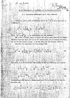 On the Isospingroup in the Theory of the Elementary particles, Heisenberg, Werner Pauli, Wolfgang