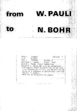 Letter from Pauli to Bohr