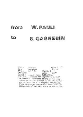 Letter from Pauli to Gagnebin