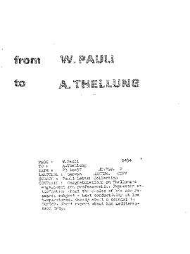 Letter from Pauli to Thellung