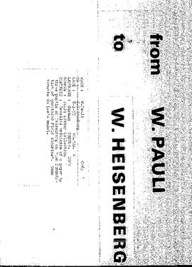 Letter from Pauli to Heisenberg