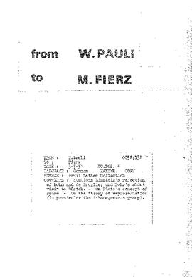 Letter from Pauli to Fierz