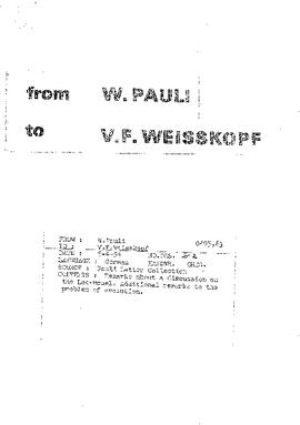 Letter from Pauli to Weisskopf