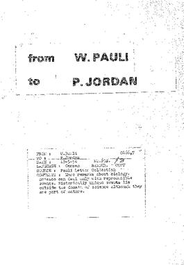 Letter from Pauli to Jordan