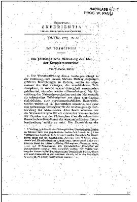 Die philosophische Bedeutung der Idee der Komplementarität