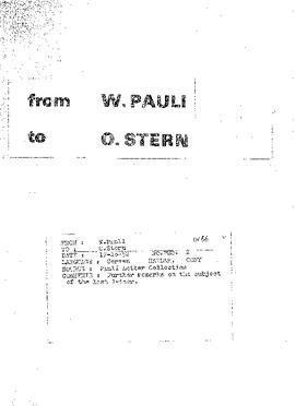 Letter from Pauli to Stern