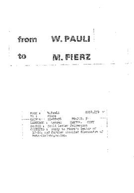 Letter from Pauli to Fierz