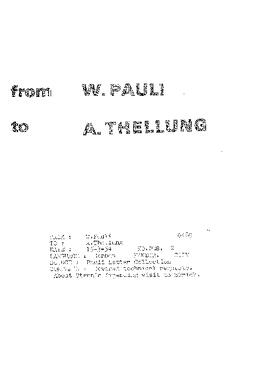 Letter from Pauli to Thellung