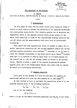 The structure of the nucleon, Fubini, Sergio