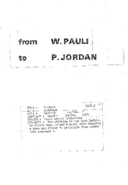 Letter from Pauli to Jordan