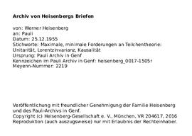 Letter from Heisenberg to Pauli