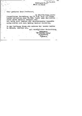 letter to W. Pauli, Fleischeuer, Richard