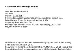 Letter from Heisenberg to Pauli