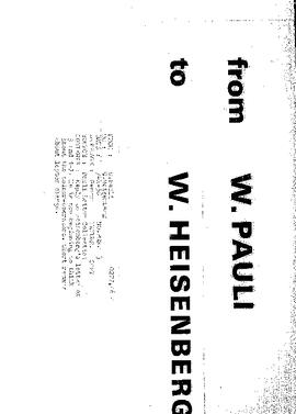 Letter from Pauli to Heisenberg