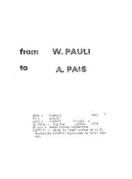 Letter from Pauli to Pais