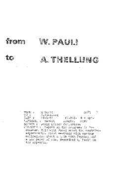 Letter from Pauli to Thellung