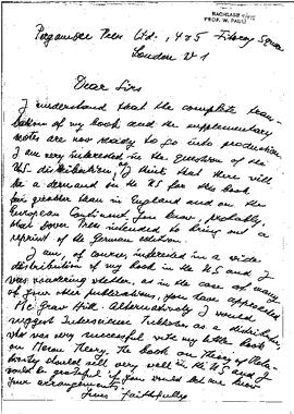 draft for a letter to Pergamon Press Ltd.