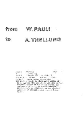 Letter from Pauli to Thellung