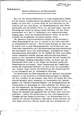 Relativitätstheorie und Wissenschaft