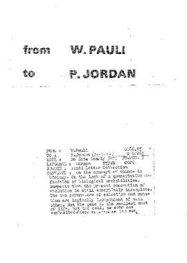 Letter from Pauli to Jordan
