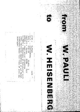 Letter from Pauli to Heisenberg