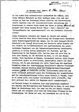 An Hermann Weyl zum 9. November 1955