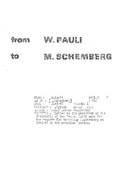 Letter from Pauli to Univ. Sao Paulo