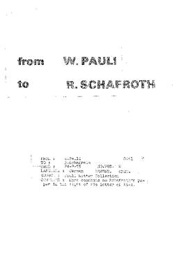 Letter from Pauli to Schafroth