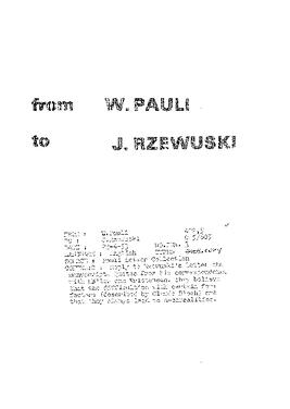 Letter from Pauli to Rzewuski