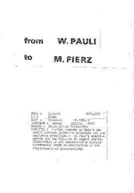 Letter from Pauli to Fierz