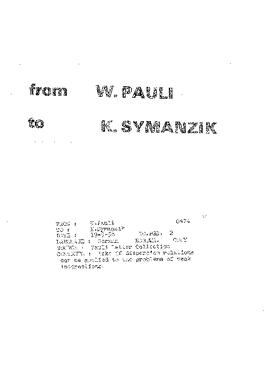 Letter from Pauli to Symanzik