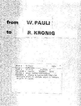 Letter from Pauli to Kronig