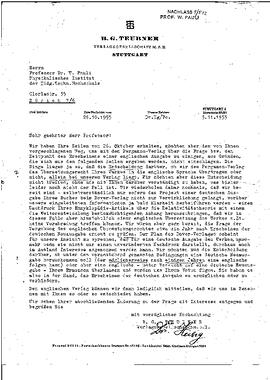 letter to W. Pauli, Teubner Verlagsgesellschaft