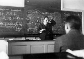 Wolfgang Pauli during a lecture in Copenhagen