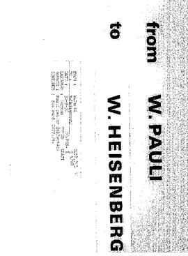 Letter from Pauli to Heisenberg