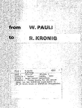 Letter from Pauli to Kronig