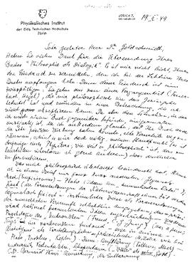 Letter from Pauli to Goldschmidt